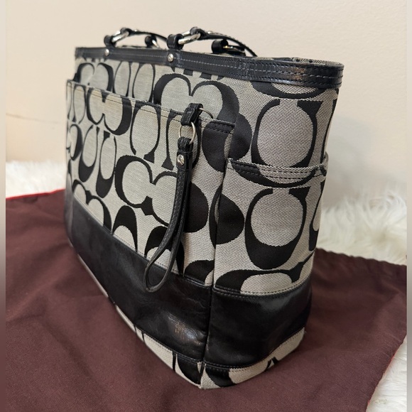 Vintage Coach Black and Gray Signature Tote Bag#12436 with dust bag - Picture 3 of 13